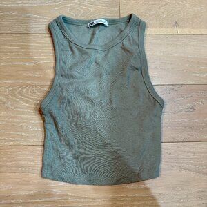 Zara Ribbed Tank Top (Gray) - Size Small